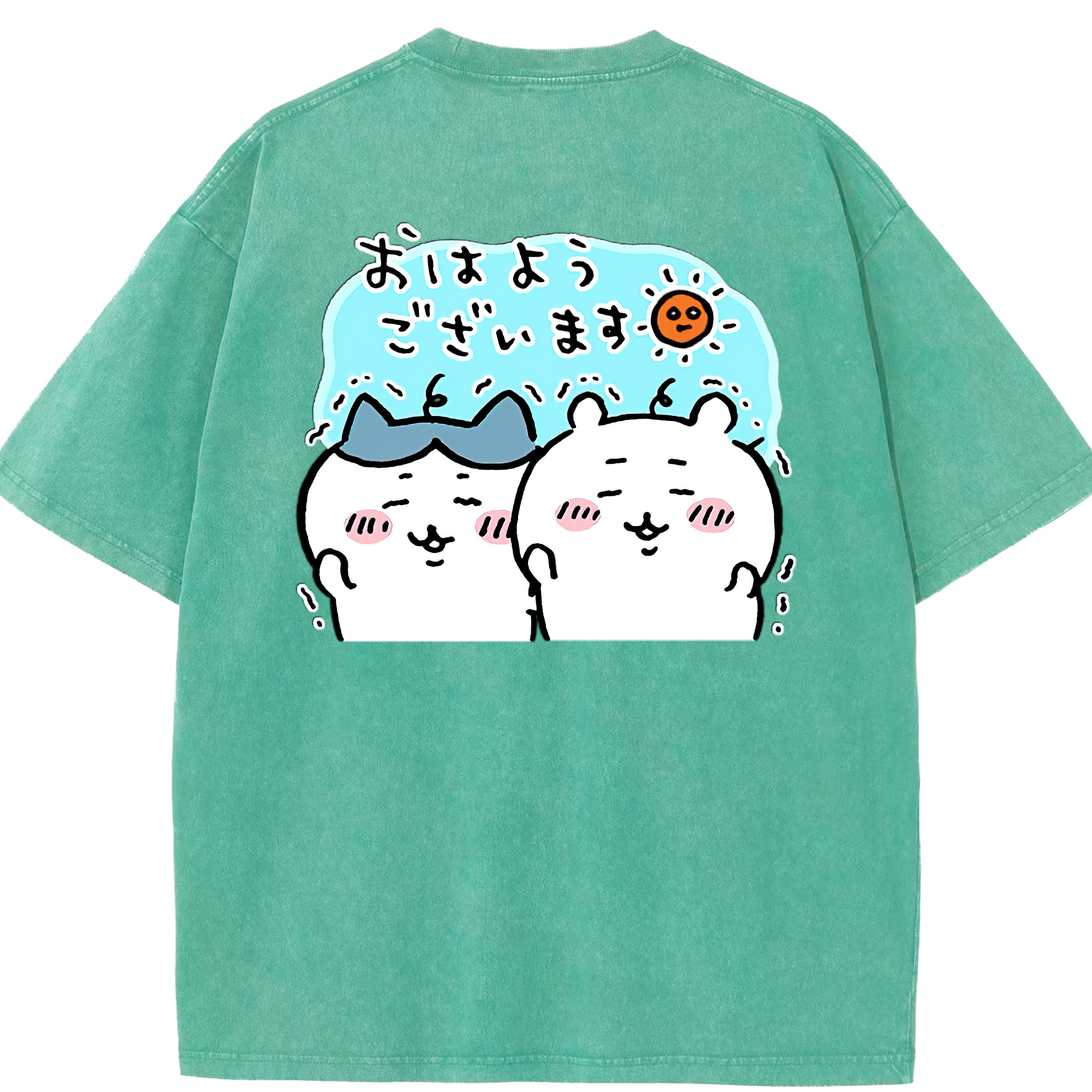 （画像用） ちいかわ ハチワレ Chii-kawa hachiware 綿100% ヴィンテージ風 半袖Tシャツ（背面プリント）